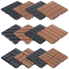 Ikodm Terrassenfliesen, 11 Stück Klickfliesen aus Kunststoff, 30 × 30 × 2 cm, ca. 1 m², für Balkon, Terrasse, Garten und Pool