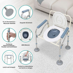 Ikodm Toilettenstuhl, Duschhocker inkl. Eimer, Höhenverstellbar 42-54cm, mit gepolsterter Sitzplatte und Toiletteneimer Belastbarkeit bis 160kg, Nachtstuhl für Senioren und Schwangere, Behinderte