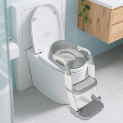Ikodm 2 in 1 Toilettentrainer für 1-7 Toilettensitz Baby WC Sitz Kinder mit Treppe