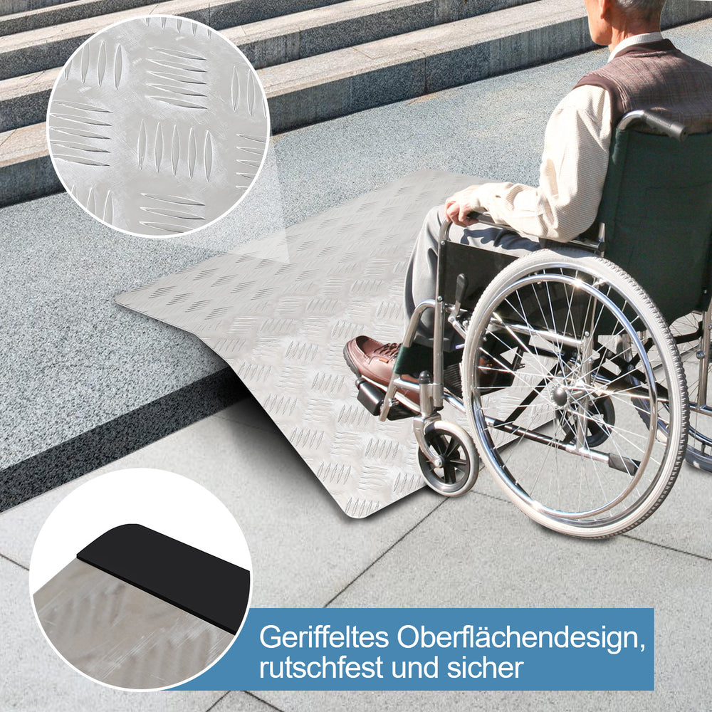 Ikodm Aluminium Türschwellenrampe für Rollstuhl, rutschfest & tragbar