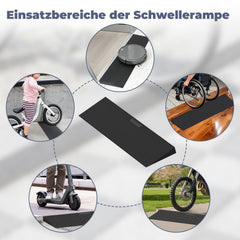 Ikodm Türschwellenrampe Rollstuhlrampe Gummi 1,5-4,5 cm