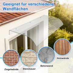Ikodm Vordach für Haustür 40x80cm Unsichtbare Überdachung