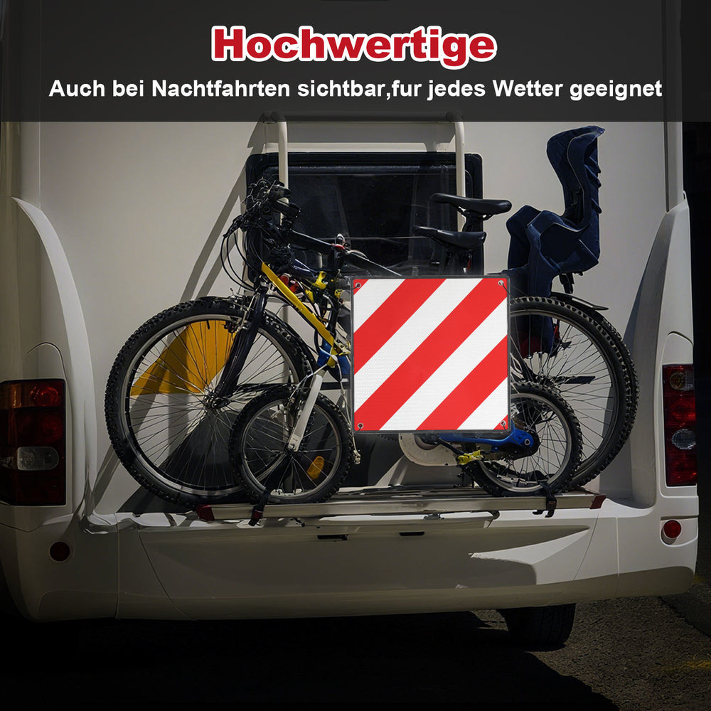 Ikodm 2-in-1 Warntafel aus Aluminium, reflektierend für Fahrradträger & Camping