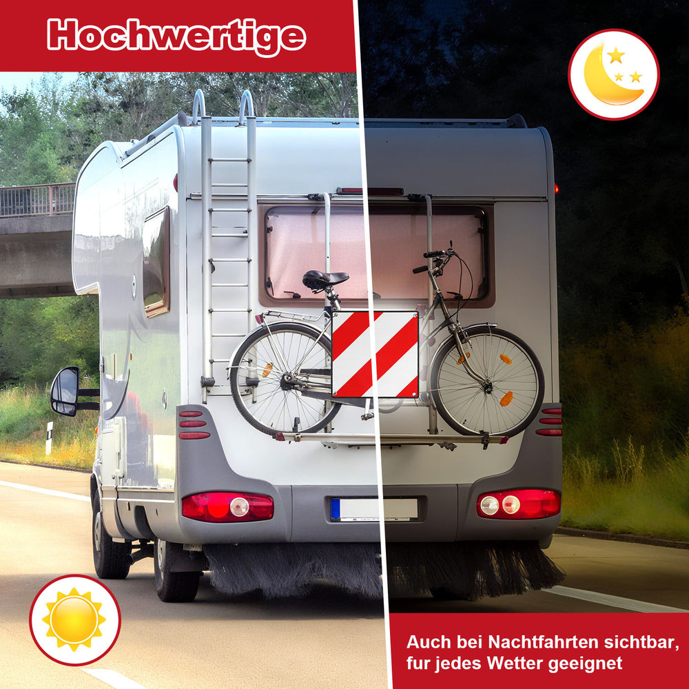 Ikodm 2-in-1 Warntafel aus Aluminium, reflektierend für Fahrradträger & Camping