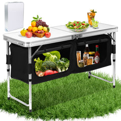 Ikodm Campingtisch Campingschrank Faltbar 2 Fächer