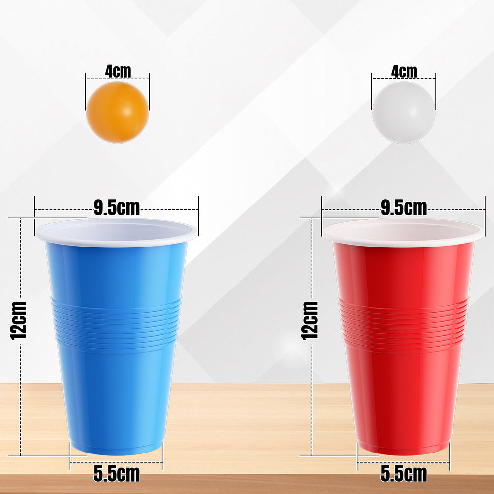 Ikodm Becher Bierpong becher set 110 teilig (100 Becher, 10 Bälle) Kunststoff