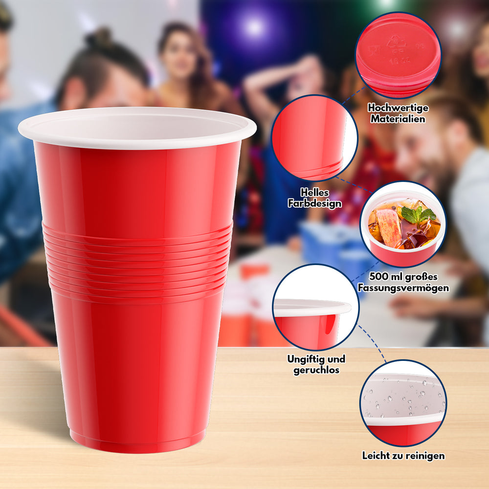 Ikodm Becher Bierpong becher set 110 teilig (100 Becher, 10 Bälle) Kunststoff