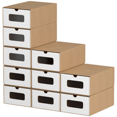 Ikodm Aufbewahrungsboxen Pappe mit Sichtfenster & Schublade 10er Set