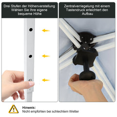 Ikodm Pop-Up Pavillon Gazebo mit Zentralverriegelung 3x6m
